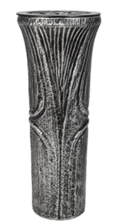 Paul Jansen Grabvase konische Form mit Kunstoffeinsatz und Blumenverteiler Höhe 26 cm, 0041A, schwarz / silber -