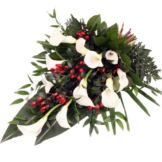 Trauerstrauß Weiß-Rot mit Calla - der exklusive Trauer-Blumen strauß mit Calla