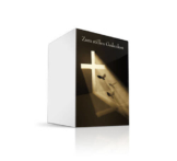 Sterbebild Trauer Kreuz mit Lichteinfall, kleine Klappkarte
