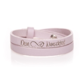 Lederarmband rosa doppelt gewickelt Infinity mit Wunschtext