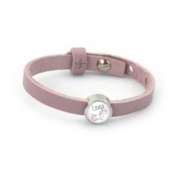 Lederarmband rosa MIT Einhornschiebeperle WUNSCHTEXT!