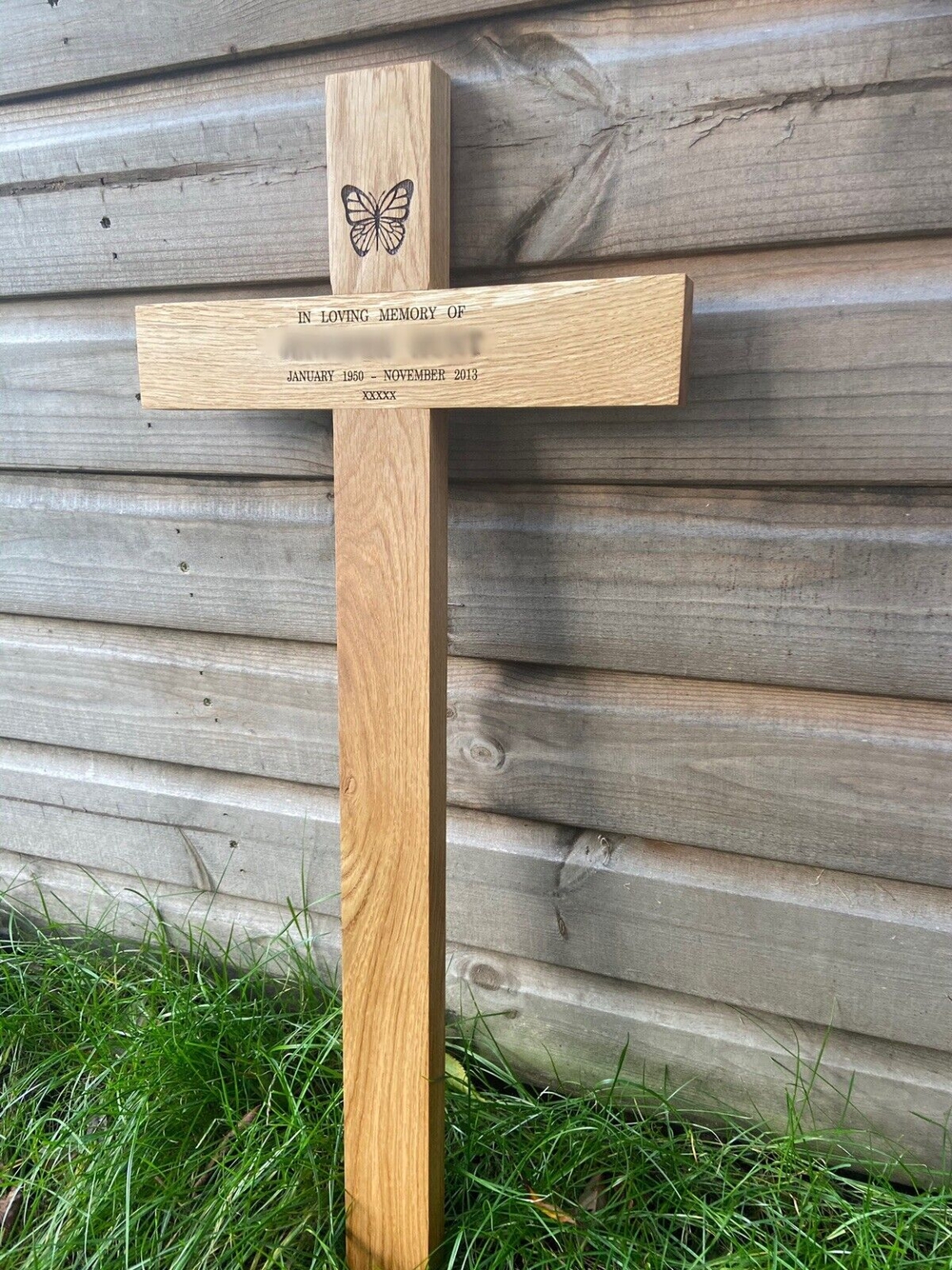 Großes Eichengrabkreuz 155x60 Cm Mit Beschriftung – Personalisiertes Holzkreuz Aus Deutschland