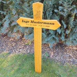 Grabkreuz Straßenkreuz Übergangskreuz aus Holz inkl. Beschriftung 1,00x0,45m