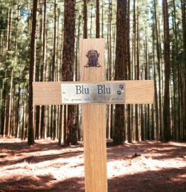 Holz Memorial Kreuz Grabmarker 17" kostenlose Plakette & kostenloses Haustiergrab