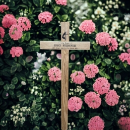 Holz Memorial Kreuz Grabmarker 36" Kostenlose Plakette & Kostenlose Gravur Friedhof Urne
